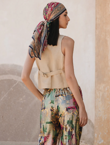 Mes desmoiselles paris gold lurex woven gilet garbo ak