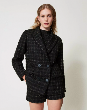 Twinset boucle blazer with check pattern 242tt2154 vk