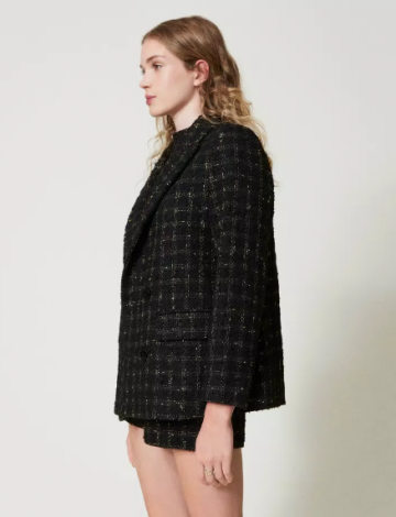 Twinset boucle blazer with check pattern 242tt2154 zk