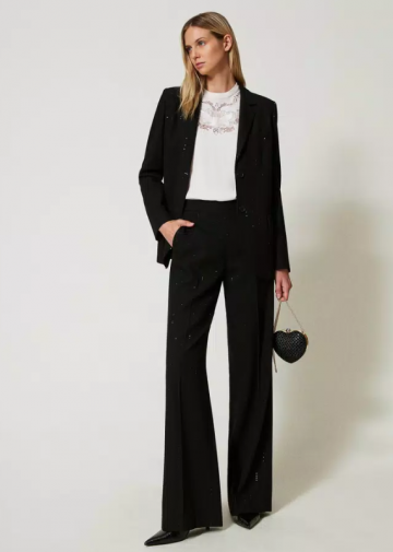 Twinset crepe blouse with floral embroidery 242tt2192 model