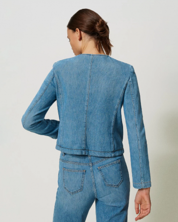 Twinset denim jacket with mandarin collar 241tp2630 ak