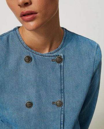Twinset denim jacket with mandarin collar 241tp2630 detail