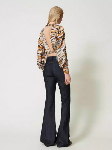 Twinset flared jeans with permanent crease 242tp2581 ak