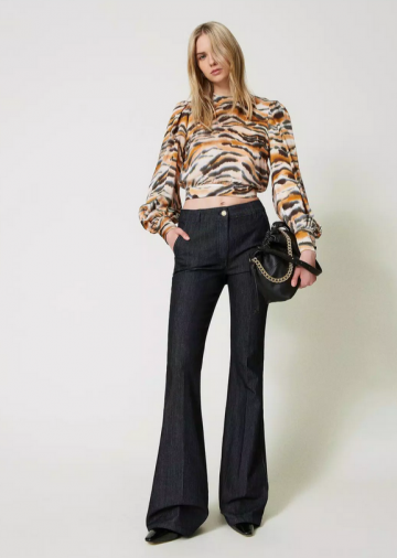 Twinset flared jeans with permanent crease 242tp2581 vk