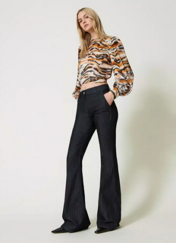 Twinset flared jeans with permanent crease 242tp2581 zk