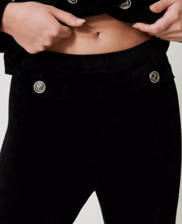 Twinset flared knit trousers with oval t buttons 242tt3231 detail