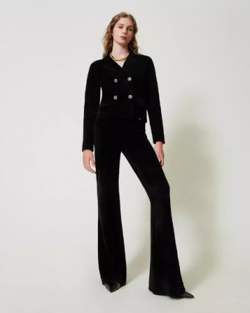 Twinset flared knit trousers with oval t buttons 242tt3231 model