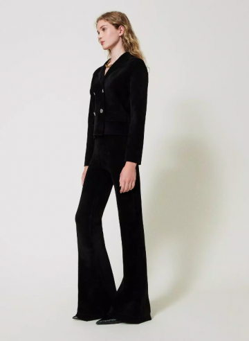 Twinset flared knit trousers with oval t buttons 242tt3231 zk