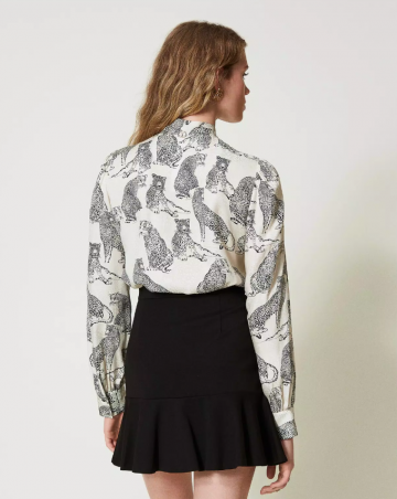 Twinset jacquard shirt with jaguar print 242tp2230 ak