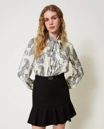 Twinset jacquard shirt with jaguar print 242tp2230 vk