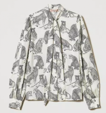 Twinset jacquard shirt with jaguar print 242tp2230