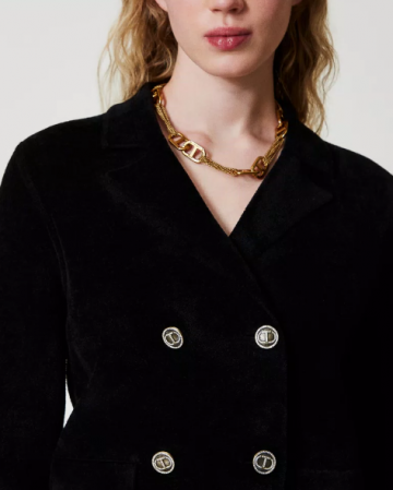 Twinset knit jacket with oval t buttons 242tt3230 detail