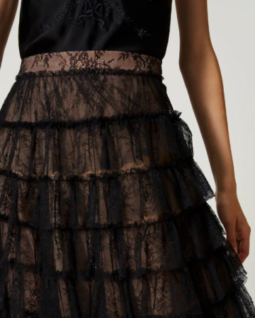 Twinset long chantilly lace skirt 232tt2072 detail