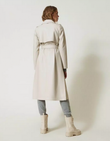 Twinset long coated fabric trench coat with belt 242tp2200 ak