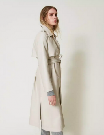 Twinset long coated fabric trench coat with belt 242tp2200 zk