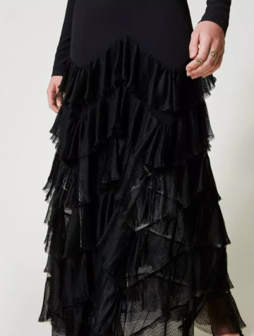 Twinset long dress with pleated tulle flounces 242tt2300 detail