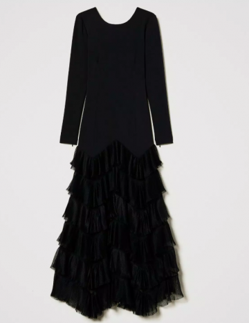 Twinset long dress with pleated tulle flounces 242tt2300