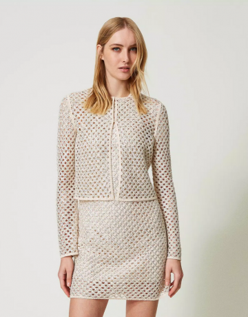 Twinset mesh jacket with embroidery 241tp2442 vk