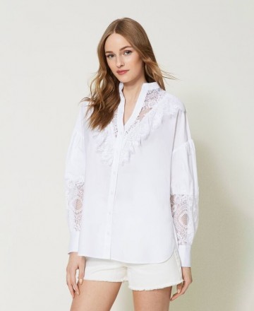 Twinset poplin shirt wit 231tt2083 i