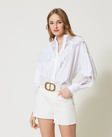 Twinset poplin shirt wit 231tt2083 vk