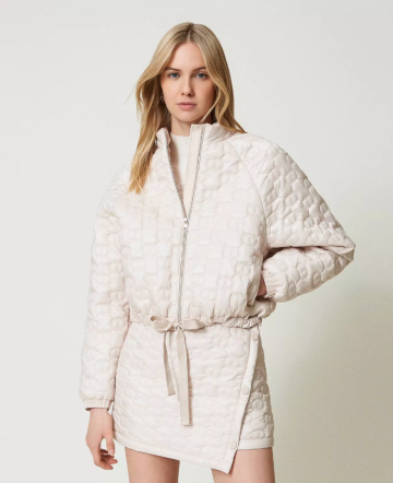 Twinset quilted puffer jacket with oval t 242tp2021 vk1