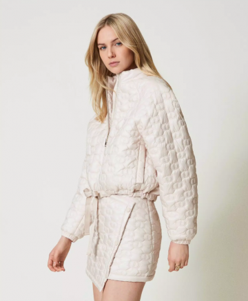 Twinset quilted puffer jacket with oval t 242tp2021 zk