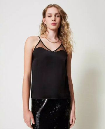Twinset satin and tulle top 242tt2053 vk