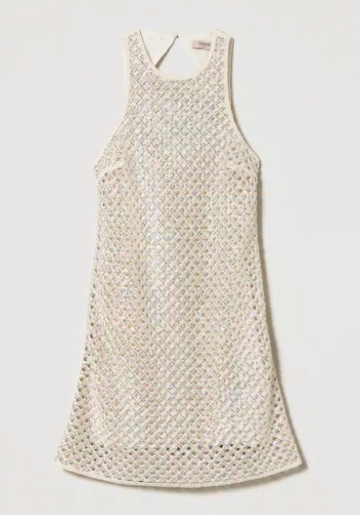 Twinset short mesh dress with embroidery 241tp2440 0