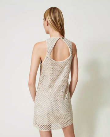 Twinset short mesh dress with embroidery 241tp2440 ak 0
