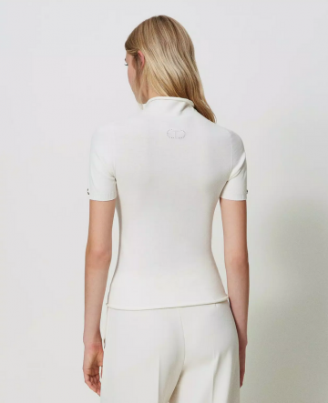 Twinset short sleeve turtleneck jumper neve 241tp3510 ak
