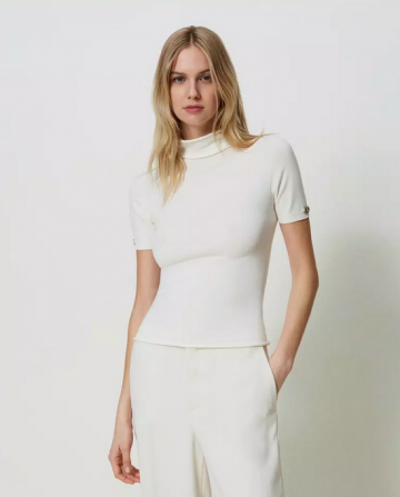 Twinset short sleeve turtleneck jumper neve 241tp3510 vk