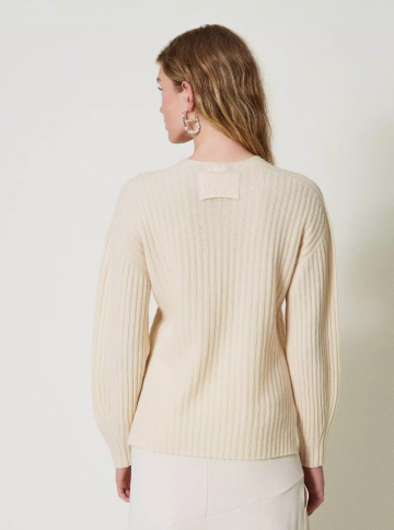 Twinset wool and cashmere ribbed jumper 242tp3716 ak