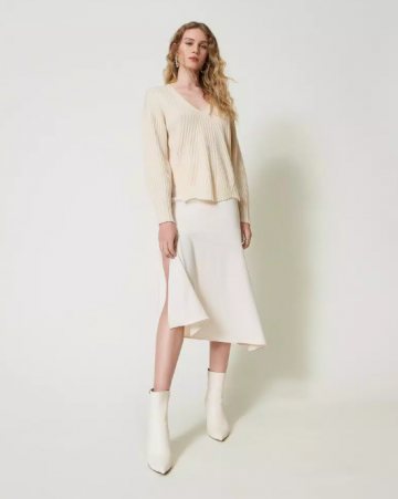 Twinset wool and cashmere ribbed jumper 242tp3716 vk